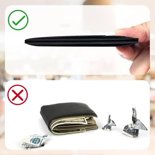 Chelmon Slim Wallet for Men, Minimalist Front Pocket RFID Blocking Credit Card Holder - color: Black Gene
