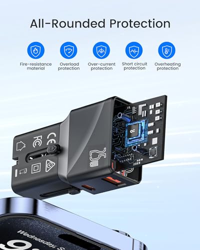 Cruise Ship Essentials, Cruise Approved Adapter with 25W USB C Fast Charger