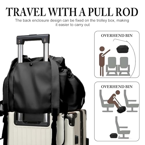 Expandable Shoulder Bag, Unisex Foldable Travel Bag - color: Black-N