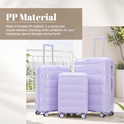 Merax Luggage Set,3 Piece Hardside Suitcase Set,20/24/28inch Luggage - color: 08Purple, style: 20/24/28