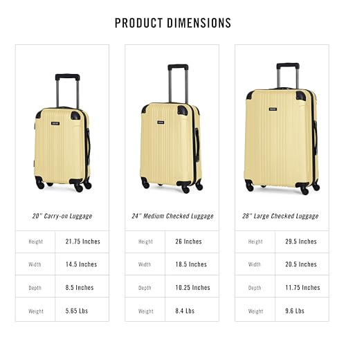 Kenneth Cole REACTION Out of Bounds 경량 하드쉘 4륜 스피너 수하물, Pale Banana, 28인치 체크, Kenneth Cole Reaction Out of Bounds 경량 하드쉘 4륜 스피너 캐리어 - color: Pale Banana, size: 28인치 체크