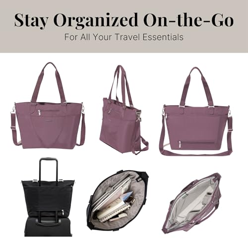 Baggallini Avenue Tote - 12x18 Laptop Tote Bag for Women - Lightweight Work Travel Carry On Bag - color: Misty Purple
