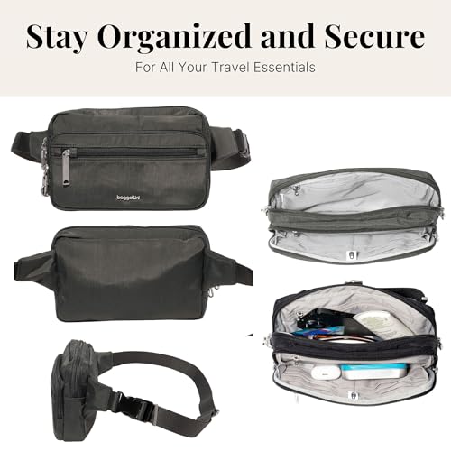 Baggallini Securtex Anti-Theft Belt Bag - color: Charcoal