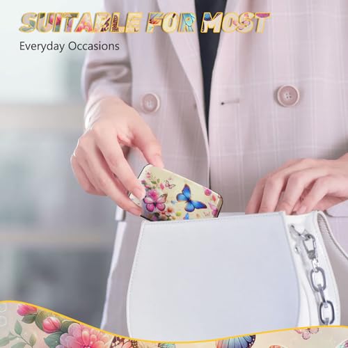 Credit Card Holder, Colorful Butterfly Mini RFID Small Aluminum Card Wallet - color: Colorful Butterflies