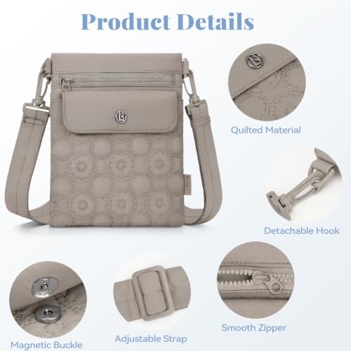 Crossbody Bags for Women, Puffer Shoulder Cell Phone Purse - color: B01-grey Brown