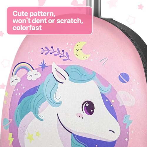 2-in-1 Kids Scooter Suitcase, 19in Large Capacity Ride-On Luggage with LED Light Wheels, Lightweight Carry-On for Fun and Travel, Durable and Cute Patterns Design for Children - color: Pink