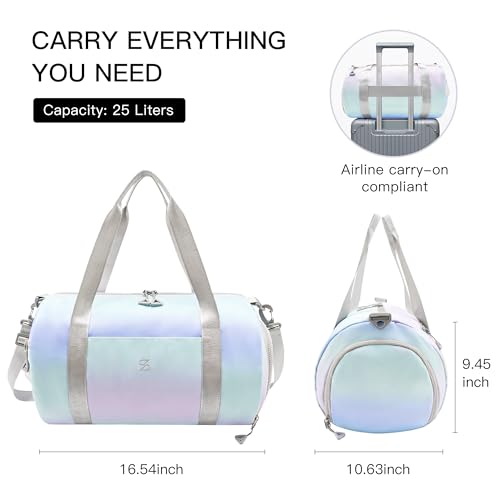 STELLE Dance Bag for Girls Sports Duffle with Shoe Compartment(LM,F) - color: Lilac Mint1