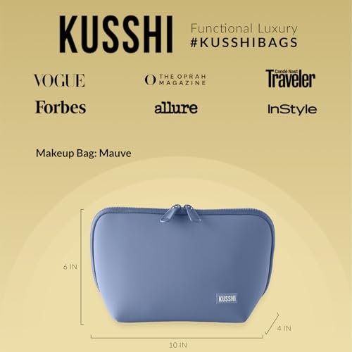 KUSSHI Neoprene Makeup Bag - Washable Makeup Bag for Stress Free Travel (Pearl Blue/Sand Pink) - color: Pearl Blue/Sand Pink