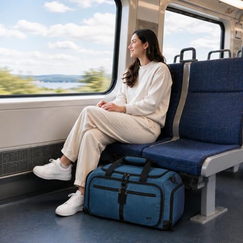 MIER Packable Travel Duffle Bag with Shoe Compartment, 50L, Drak Blue - color: Drak Blue, size: 50L