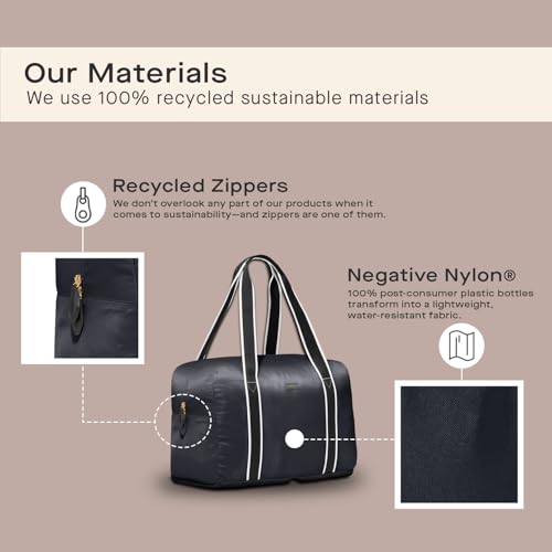 Foldable Duffle Bag for Travel | Lightweight, Water-Resistant, Multifunctional Carry On Bag | Sustainable and Durable Nylon - color: Derby Black
