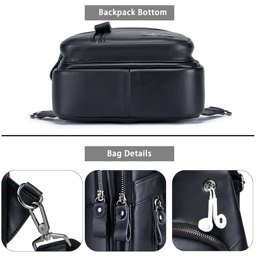 LUKZIJAES Genuine Leather Sling Bag for Men - color: #14-black