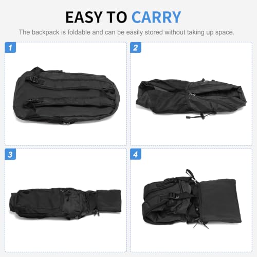 30L Large Hiking Daypack, Foldable Outdoor Backpack, Black - color: Black, size: 30L