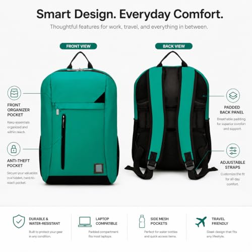 Travel Laptop Backpack 15 inch, Anti-Theft Water Resistant Computer Bag