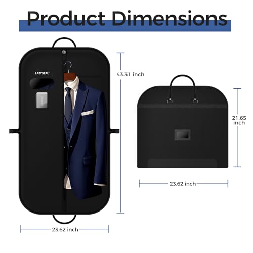 43'' Suit Garment Bag for Travel, 600D Oxford Fabric, Black