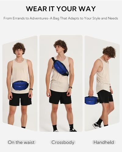 WATERFLY 2.3L RFID Fanny Pack: Anti-Theft Bellows-Style Opening for Hiking - color: Navy Blue