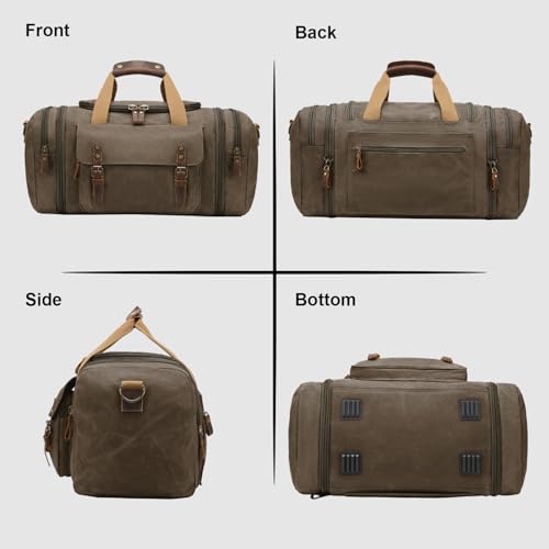 Waxed Canvas Duffel Bag 50L, Army Green - color: Army Green