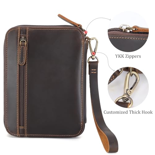 Polare Full Grain Leather Family 4 Passport Holder Wallet RFID Organizer - color: A-Dark Brown