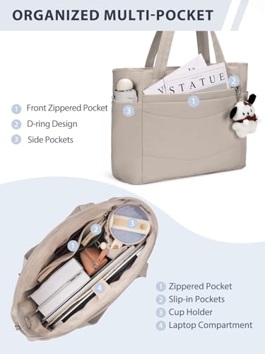 RHDZO Tote Bag for Women with 15.6 Inch Laptop Compartment and Cup Holder - color: Large-2 Set Camel, size: Large-2 Set
