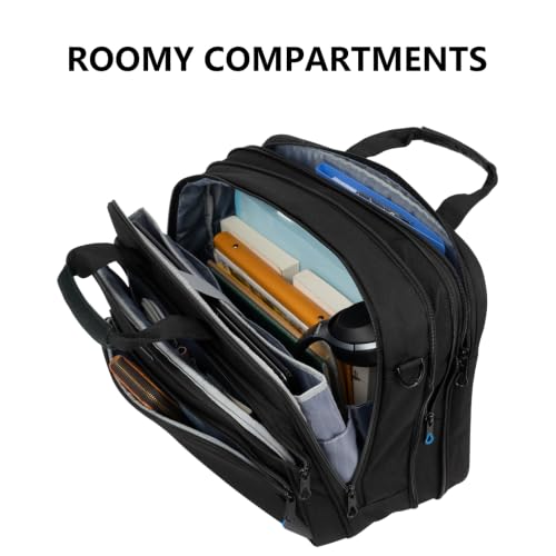 KROSER 17.3 Inch Laptop Briefcase, Computer Bag,Messenger Shoulder Bag - color: Black/Blue, size: 17.3 INCH