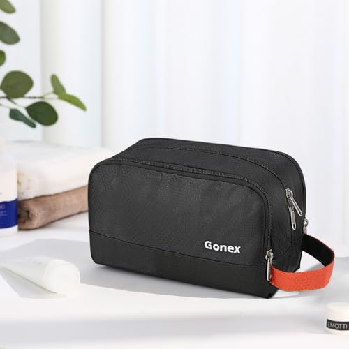 Gonex Travel Toiletry Bag for Men, Water Resistant Dopp Kit for Toiletries - color: Black & Orange