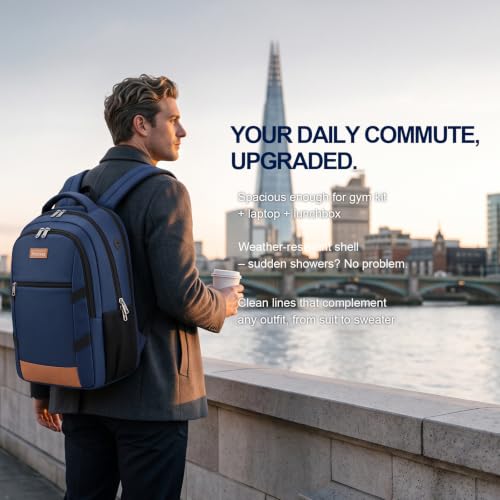 Amovee Laptop Backpack,Work Computer Bag, Airline Approved Carry-On Bookbag - color: Navy Blue