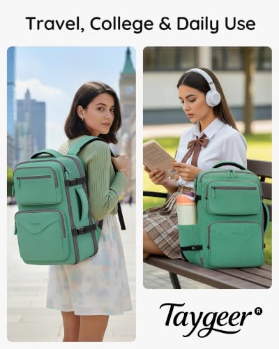 Taygeer TSA Friendly Travel Backpack, 35L Simple Modern Carry On Backpack - color: Peridotgreen