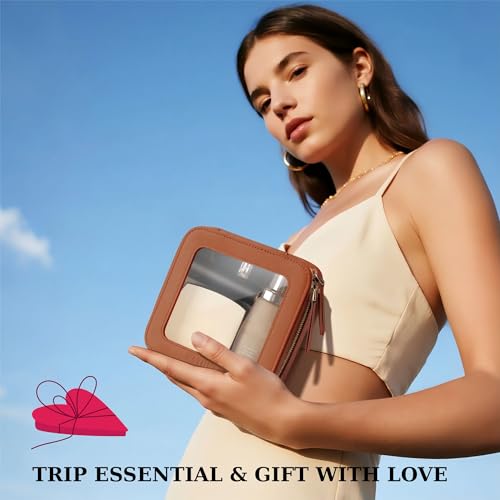 Small Clear Makeup Bag for Purse, Travel Cosmetic Case, Brown, Mini - color: Brown, size: Mini
