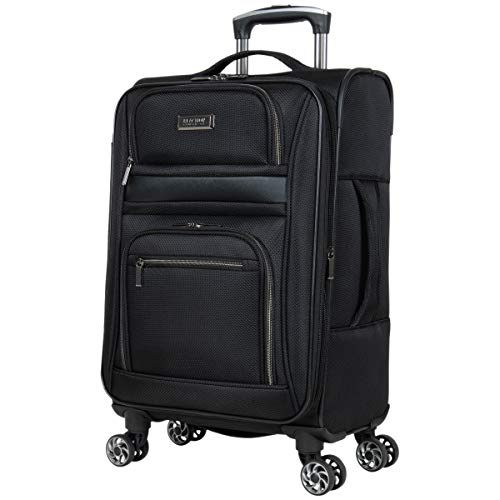 Kenneth Cole REACTION Rugged Roamer Lightweight Softside Expandable 8-Wheel Spinner Luggage, Black, 20-Inch Carry-On - size: 20-Inch Carry-On