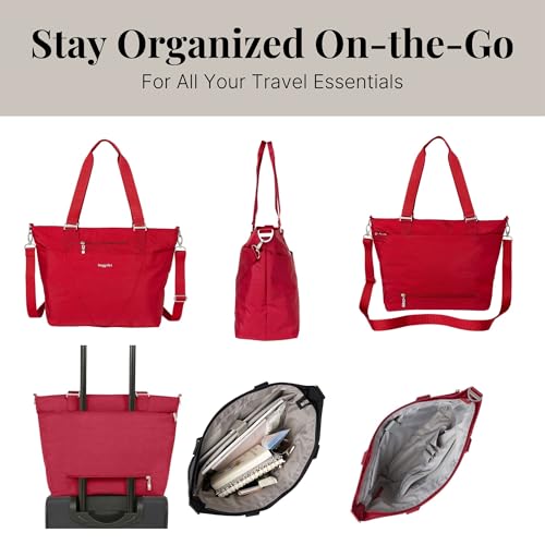 Baggallini Avenue Tote - 12x18 Laptop Tote Bag for Women - Lightweight Work Travel Carry On Bag - color: Apple