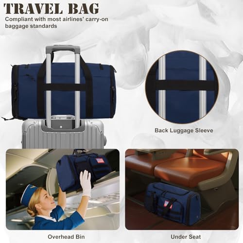 Tactical Duffle Bag for Men,52L Expandable Carry On Duffel Bag for Travel - color: Blue