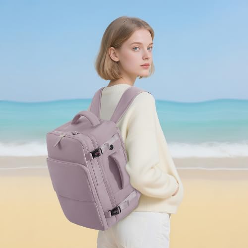 Sinaliy Travel Backpack, TSA Carry on Flight Approved Backpack - color: Purple, size: X-Large