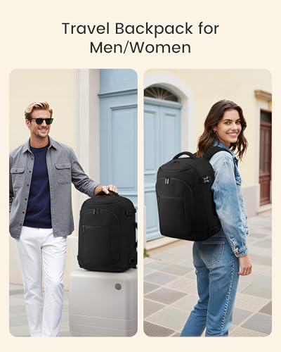 LOVEVOOK 40L Travel Backpack for Women & Men, Airline Approved Carry On Bag - color: Light Pink / Off-white, size: Large-40L
