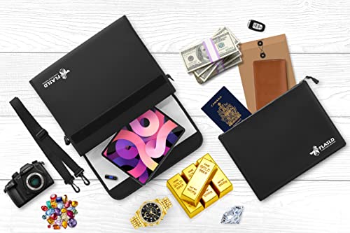 FLASLD Fireproof Document Money Bags, Large Fireproof Wallet Pouch, Safe Bag for Cash, Valuables & Passport, with Silicone Coating & Zipper Closure (Pouch-15x11”) - size: Pouch-15x11”