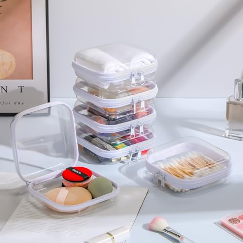 Sanwuta 6 Clear Hard Zipper Case,White,5 X 5 X 2 Inch - color: White, size: 5 x 5 x 2 Inch