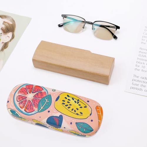 PERFECTSIGHT Hard Shell Eyeglasses Case, PU Leather Protective Glasses Case, Cute Eyeglass Case for Women Men Girls - color: Fruits