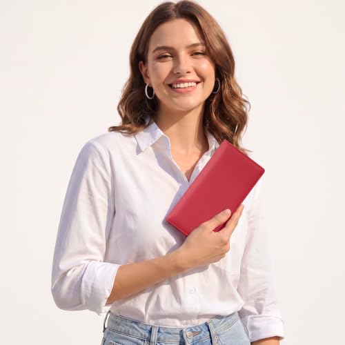 Tipmile Slim Wallet for Women, RFID Blocking Credit Card Holder - color: Red