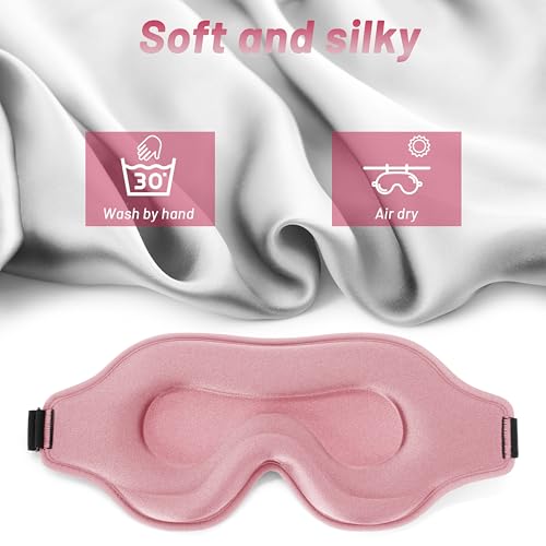 Sleep Mask for Men and Women, Lash Extensions 3D Eye Mask, Pink | Blackout Night Blindfold Eye Cover with Adjustable Strap for Side Sleepers, Breathable, Zero Pressure, Travel Essentials - color: Pink