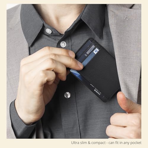 Leather Wallet for Men - RFID Blocking Slim Card Holder Gift for Men Idea - color: Ebony