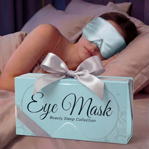SLEEP SANCTUARY 100% Pure Mulberry Silk Sleep Mask - 22 Momme Light Blocking Hook & Loop Silk Eye Mask for Sleeping - Secure Fit for Side Sleepers, Women & Men - Cloud Soft (Misty Blue) - color: Misty Blue