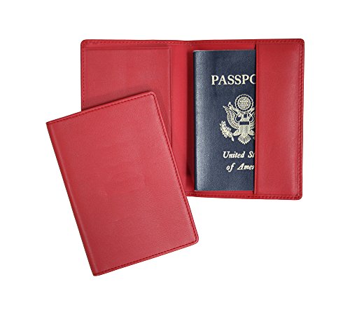 Royce Leather Rfid 차단 여권 여행 문서 정리함, 천연 가죽 포장 정리함, 레드, 단일 사이즈, Rfid 차단 여권 여행 서류 정리함, 천연 가죽 - color: 레드