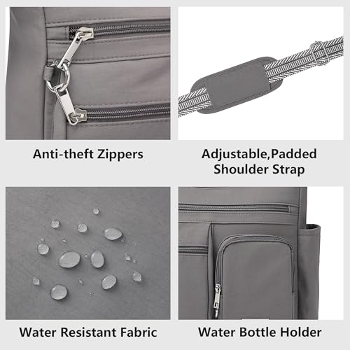 MHCNLL Anti Theft Crossbody Bag for Women, Waterproof Nylon Travel Purse - color: Grey