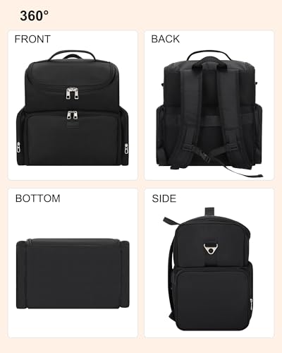 Relavel Tattoo Travel Case, Tattoo Backpack with 4 Inner Removable Pouches - color: Black