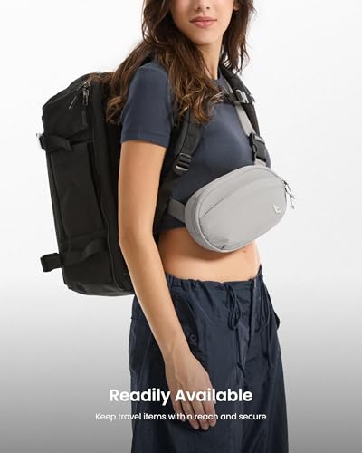tomtoc Belt Bag with RFID Blocking, Cross Body Fanny Pack for Women Men, Sling Waist Bags with Adjustable Strap for Travel Walk - color: Gray
