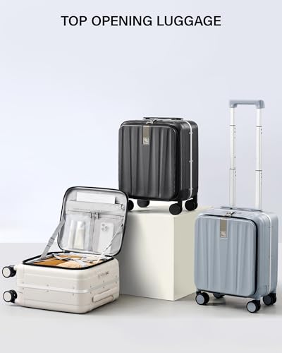 Hanke 16 Inch Small Carry On Luggage, Top Opening Aluminum Frame Suitcase - color: Grey, size: 16 Inch