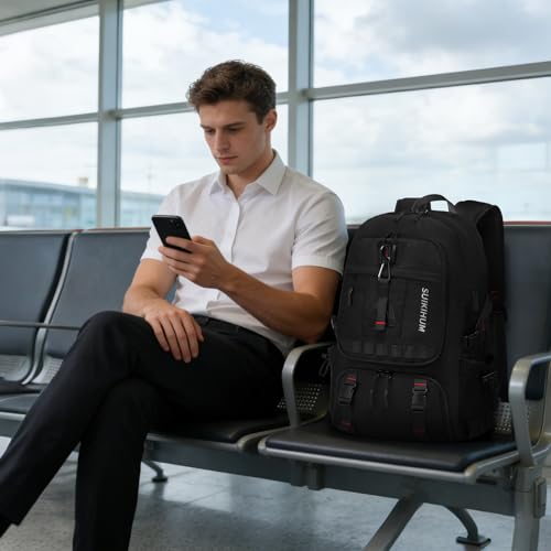 Travel Backpack with Shoe Compartment 35L TSA Carry on Fits 18.4" - color: Standard Black