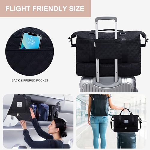 Travel Duffel Bag Weekender Overnight Bag for Women Carry On Gym Bag Travel Essentials - color: 01 Black