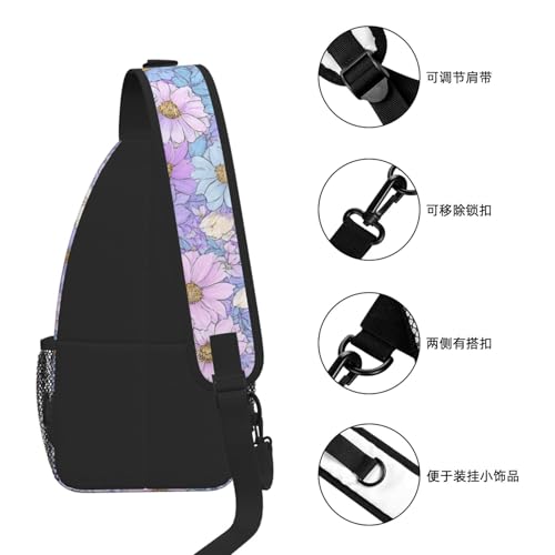 SUPLUCHOM Sling Bag Daisy Flower Pastel Color Hiking Daypack Crossbody Shoulder Backpack Travel Chest Pack for Men Women - color: B0174