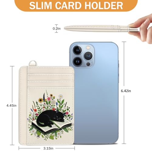 Yonlevres Cat Credit Card Holder Slim RFID Wallet Women Small Travel Cute - color: Cat Book
