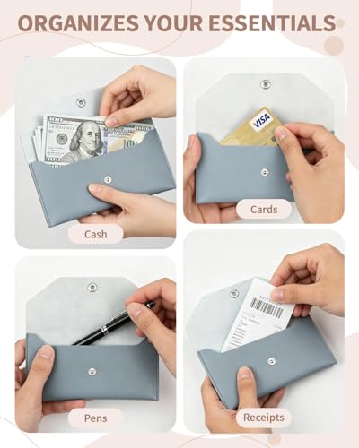 1 Pieces Money Saving Binder, Light Blue PU Leather Cash Envelopes Cash Wallet, Reusable Money Saving Binder for Wallets with Cash Envelope Tab Stickers for Bill Planner (Light Blue) - color: Light Blue
