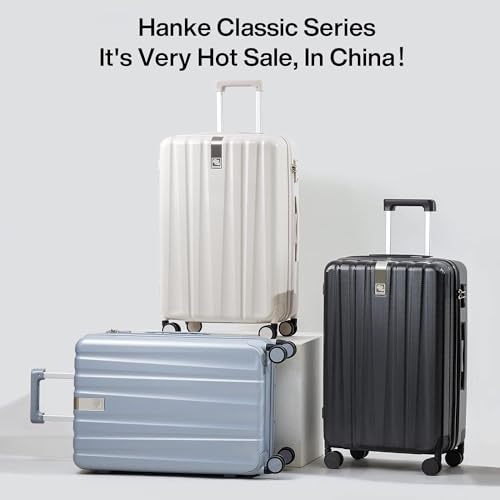 Hanke 24 Inch Luggage Suitcases With Spinner Wheels Lightweight PC Hard Shell Rolling Suitcase With Travel Lock,Checked-Medium 24-Inch(Gray) - color: Grey, size: 24 Inch